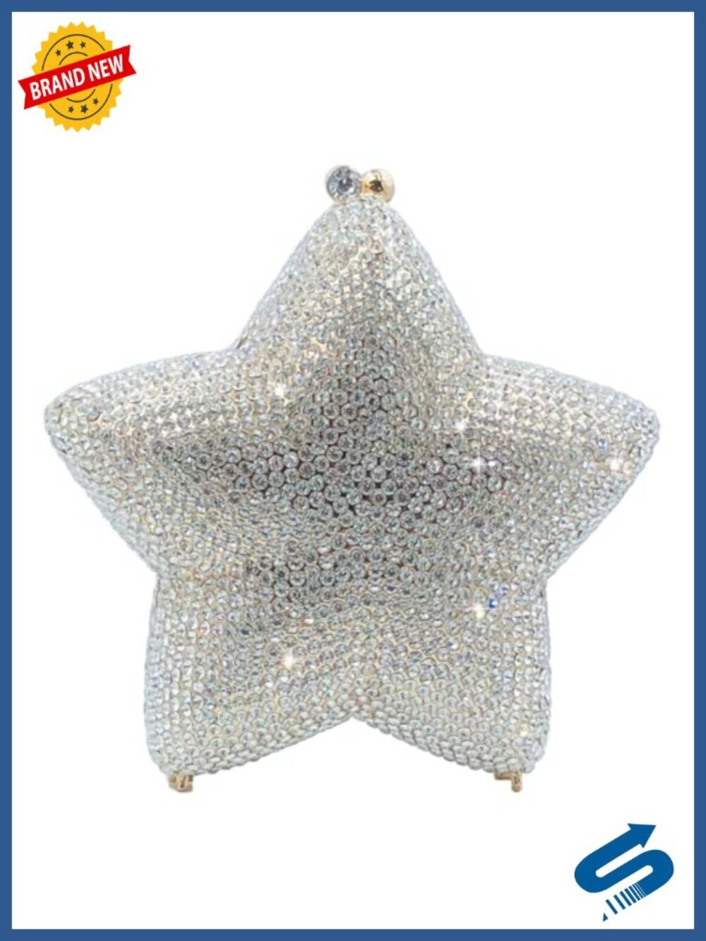 3D Star Shape Crystal Clutch Evening Bag Rhinestone Minaudiere